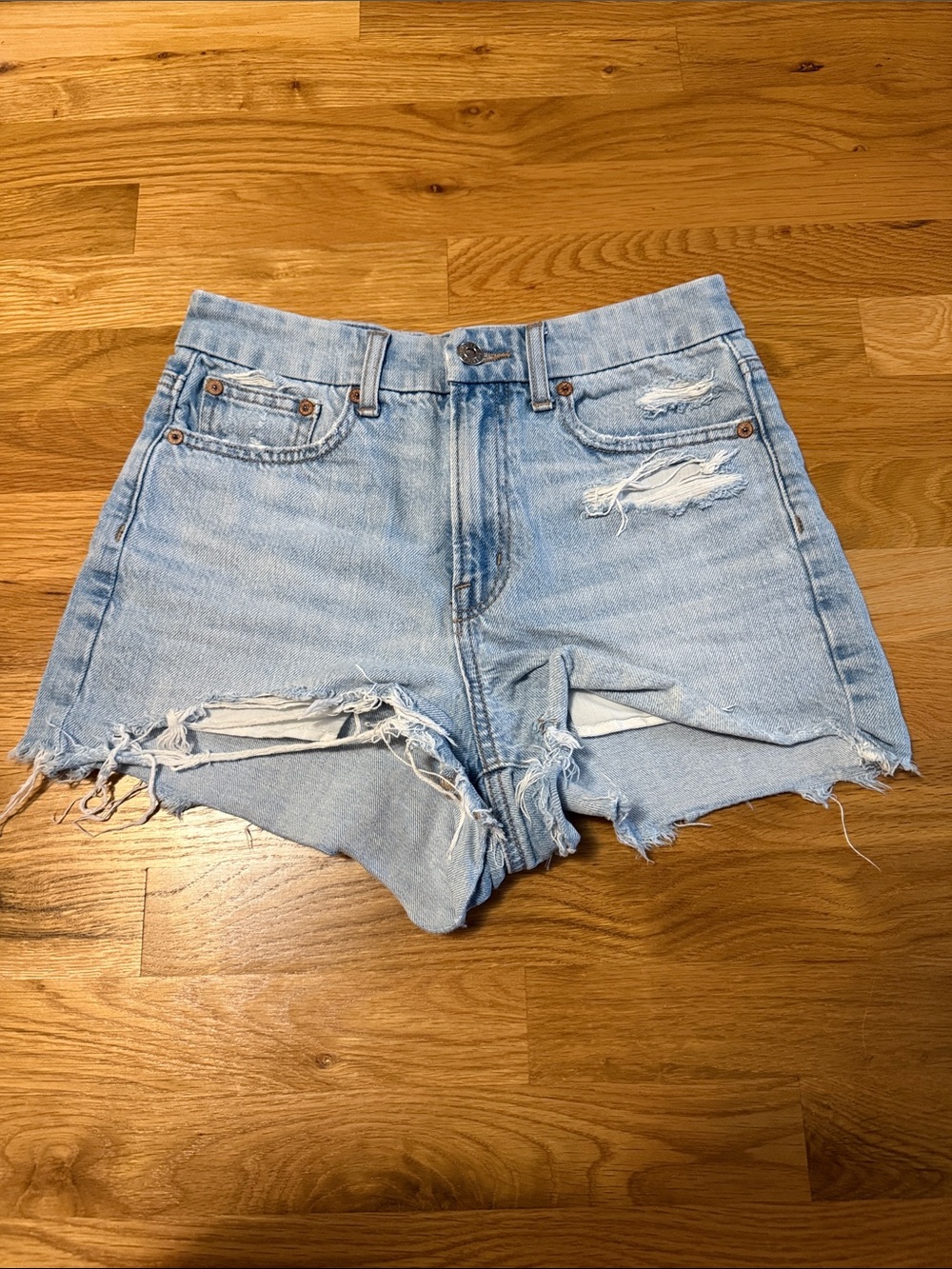 American Eagle Outfitters Light Blue Denim 90's Boyfriend Short, Size 0/25 CURVY